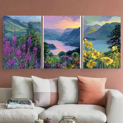 3pcs The Lake District National Park Travel Wall Art Set Canvas Framed 40x60cm - High Quality Print 100% Australian Made Wall Canvas Ready to Hang