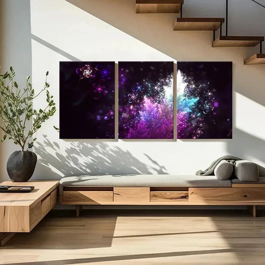 3pcs Fantasy Colorful Leaves Abstract Aesthetic Wall Art Set Canvas Framed 40x60cm - High Quality Print 100% Australian Made Wall Canvas Ready to Hang