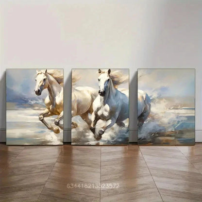 3pcs Horse Wall Art Abstract style art Metal Print Ready to Hang Art