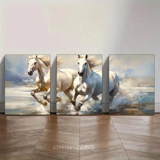 3pcs Horse Wall Art Abstract style art Metal Print Ready to Hang Art