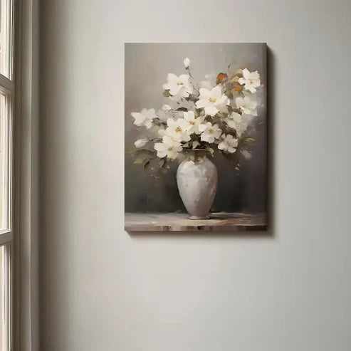Beautiful Elegant White Floral Bouquet Painting  60x90cm Metal Print Ready to Hang