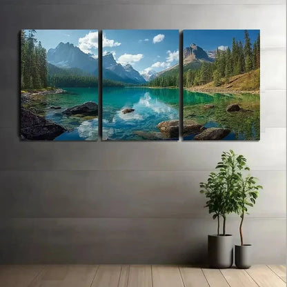 3pcs Canadian Mountain Landscape Paintings Metal Print Ready to Hang Art