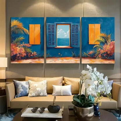 3pcs Matisse Open Window Design Metal Print Ready to Hang Art