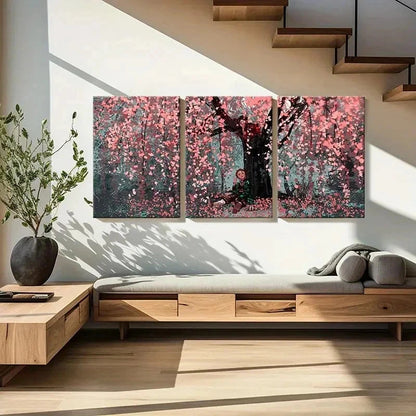 3pcs Japanese Anime Cherry Blossom & Sakura Wall Art Set Canvas Framed 40x60cm - High Quality Print 100% Australian Made Wall Canvas Ready to Hang