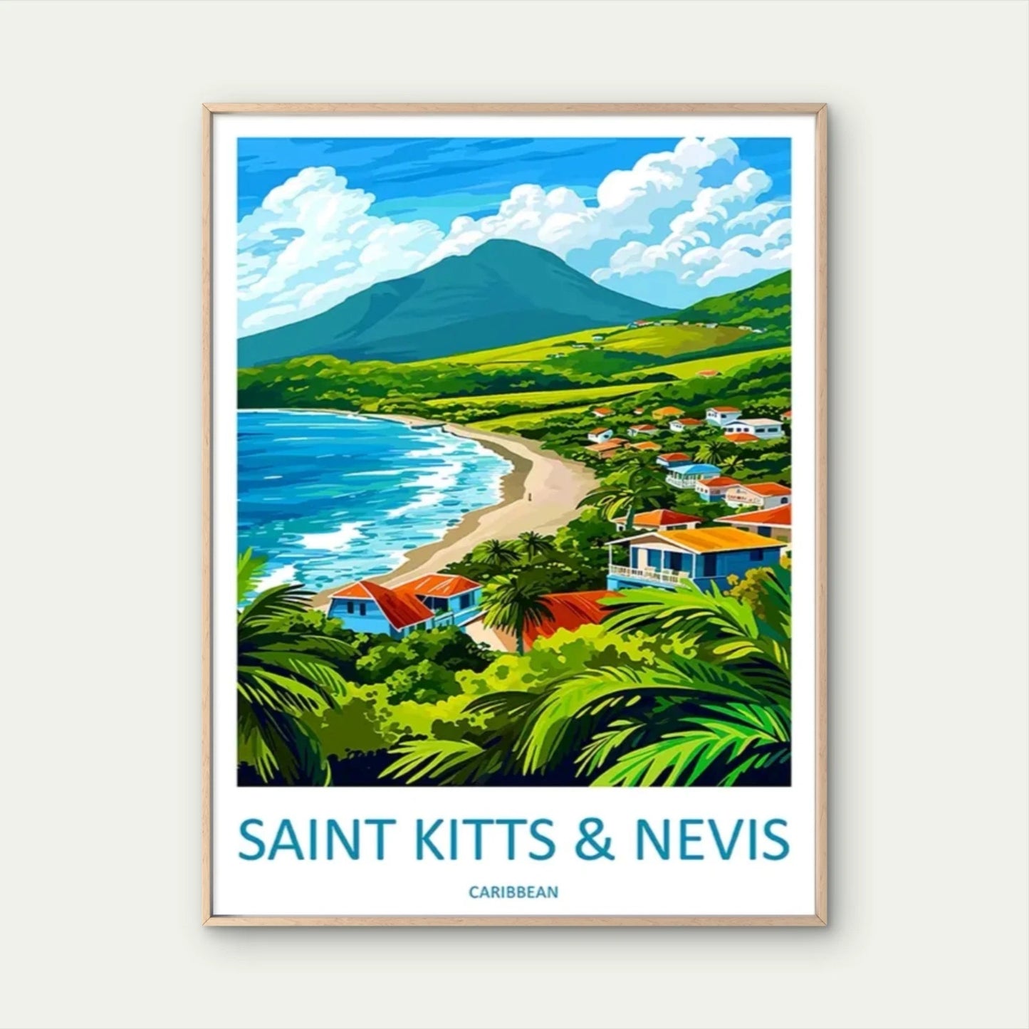 Saint Kitts & Nevis Caribbean Coastal Vintage Travel Poster Print Wall Art