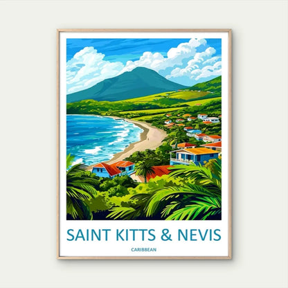 Saint Kitts & Nevis Caribbean Coastal Vintage Travel Poster Print Wall Art
