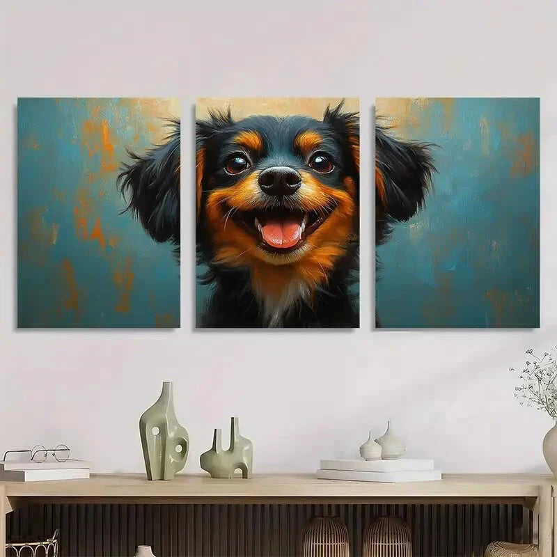 3pcs Vibrant Blue & Orange Background Charming Metal Print Ready to Hang Art