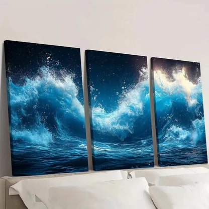 3pcs Underwater Ocean Waves DE Wall Art Set Canvas Unframed - High Quality Print 100% Australian Made Wall Canvas