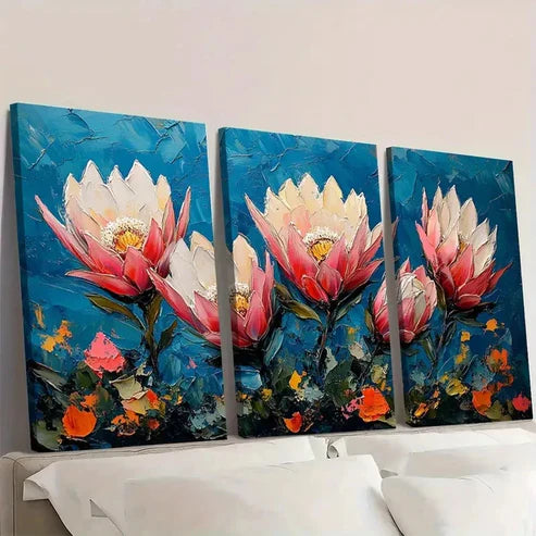 3pcs African Flowers Wall Art Canvas Unframed - High Quality Print 100% Australian Made Wall Canvas