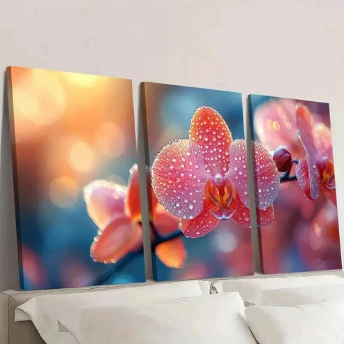 3pcs Orchid Print Flower Art Nature Wall Art Canvas Unframed - High Quality Print 100% Australian Made Wall Canvas