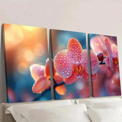 3pcs Orchid Print Flower Art Nature Wall Art Canvas Unframed - High Quality Print 100% Australian Made Wall Canvas
