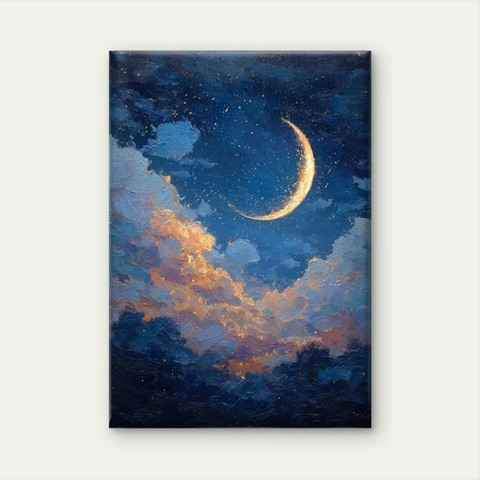 Celestial Crescent Moon Metal Print Ready to Hang
