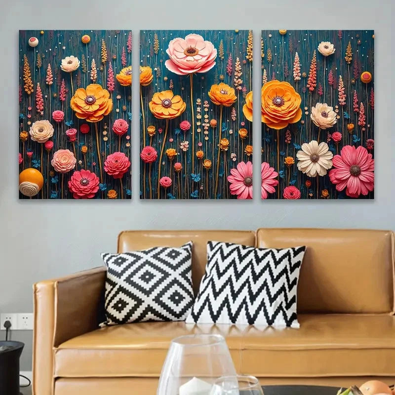 3pcs Rich And Colorful Art Wall Art Set Canvas Framed 50x70cm - High Quality Print 100% Australian Made Wall Canvas Ready to Hang