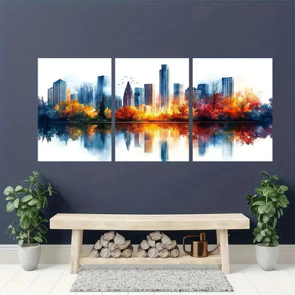 3pcs Austin Painting Texas Watercolor Art Metal Print Ready to Hang Art