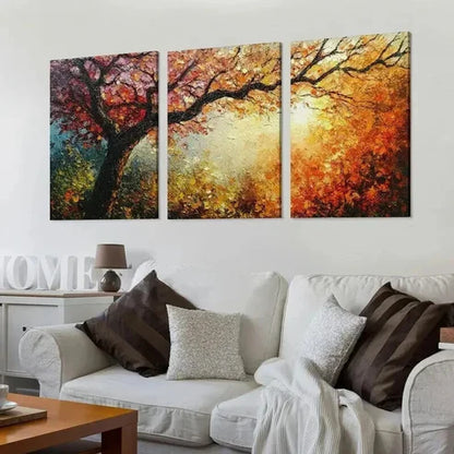 3pcs Dynamic Color Autumn Tree Wall Art Canvas Unframed - High Quality Print 100% Australian Made Wall Canvas