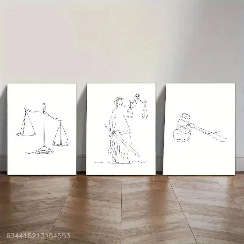 3pcs Law Firm Decorative Paintings Metal Print Ready to Hang Art