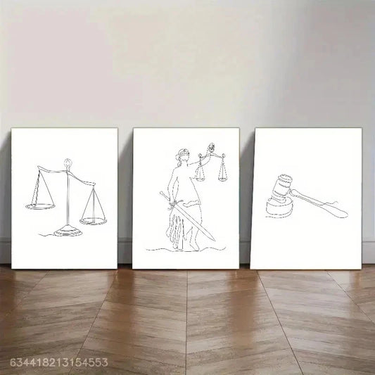 3pcs Law Firm Decorative Paintings Metal Print Ready to Hang Art
