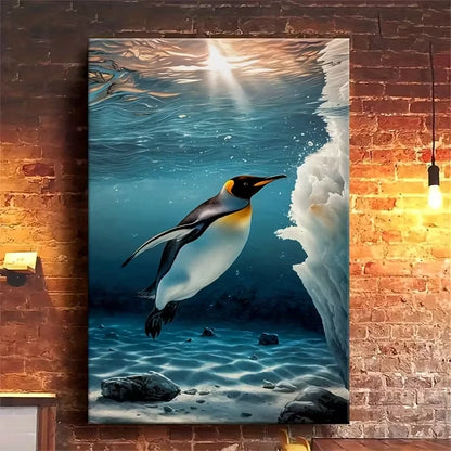 Penguin Dive Antarctic Wildlife 60x90cm Metal Print Ready to Hang