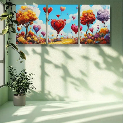 3pcs Trees and flowers Floral Metal Print Ready to Hang Art