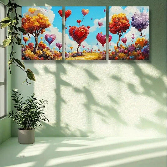3pcs Trees and flowers Floral Metal Print Ready to Hang Art