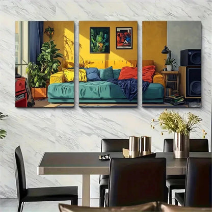 3pcs The Couch Club Funny Trendy Metal Print Ready to Hang Art