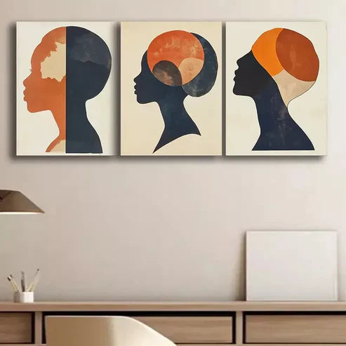 3pcs Female Silhouette Art Canvas Unframed - High Quality Print 100% Australian Made Wall Canvas