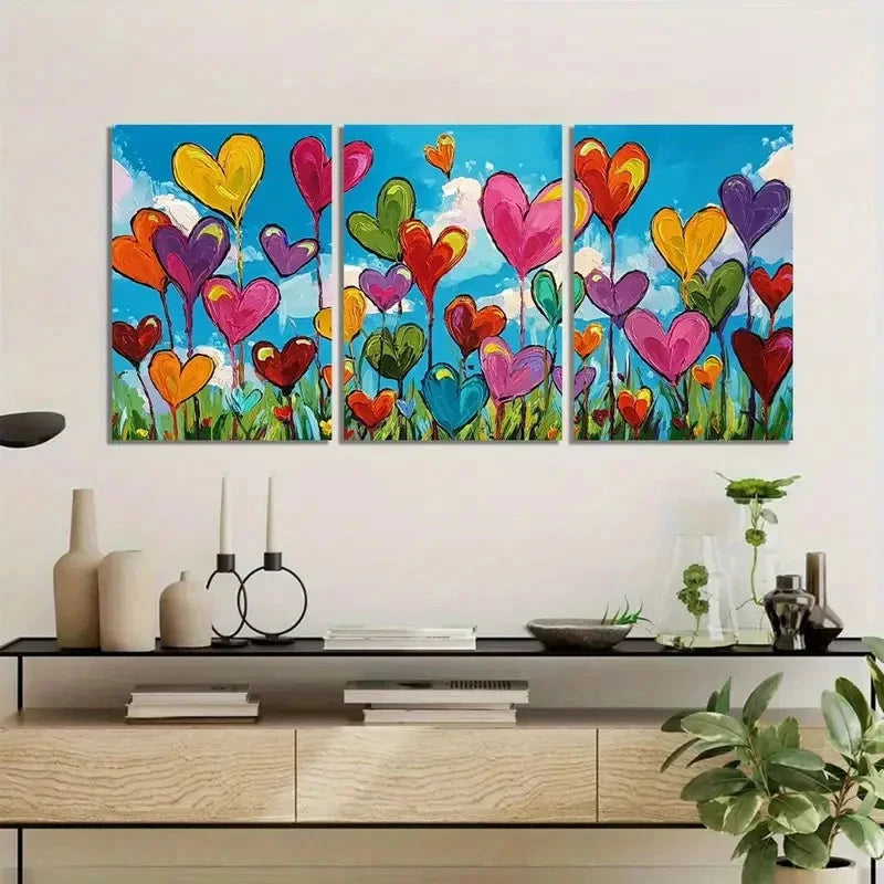 3pcs Countless Hearts Paintings And Posters Metal Print Ready to Hang Art