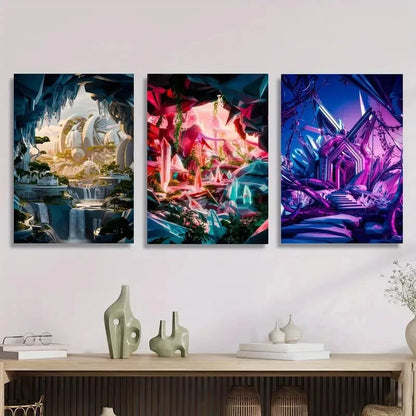 3pcs Sci-Fi Fantasy Metal Print Ready to Hang Art