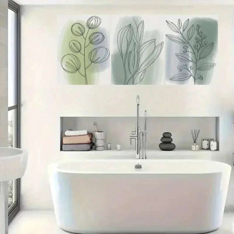 3pcs Botanical Eucalyptus Leaves Abstract Leaves Metal Print Ready to Hang Art