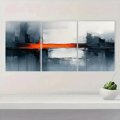 3pcs Abstract White and Black Textured Painting Metal Print Ready to Hang Art