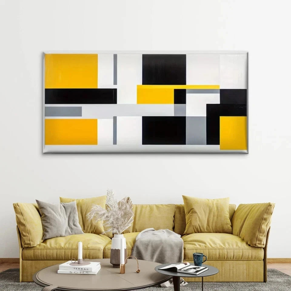 Minimalist Abstract Wall Art Canvas Office Home Room Framed 120x60cm