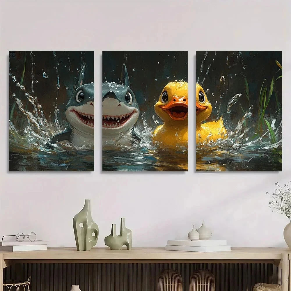 3pcs Animals Cats Reading Newspapers Metal Print Ready to Hang Art