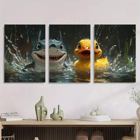 3pcs Animals Cats Reading Newspapers Metal Print Ready to Hang Art