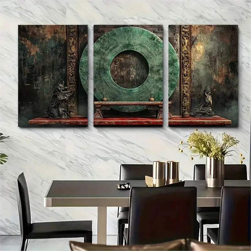 3pcs Ancient Celestial Heritage Illustration Metal Print Ready to Hang Art