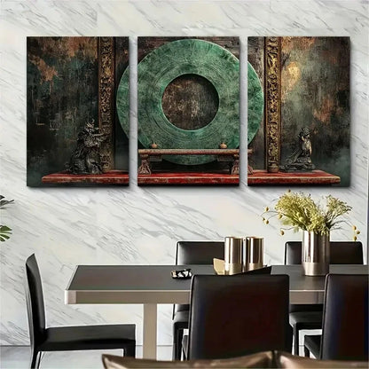 3pcs Ancient Celestial Heritage Illustration Metal Print Ready to Hang Art