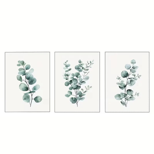 3pcs Green Plant Hanging Eucalyptus Decor   Wall Art Set Canvas Framed 60x90cm - High Quality Print 100% Australian Made Wall Canvas Ready to Hang