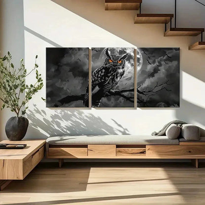 3pcs Owl Moon Night Sky Birds Animal Art Metal Print Ready to Hang Art