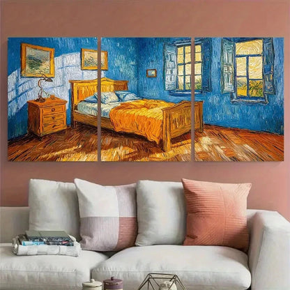 3pcs Vincent van Gogh's The Bedroom Metal Print Ready to Hang Art