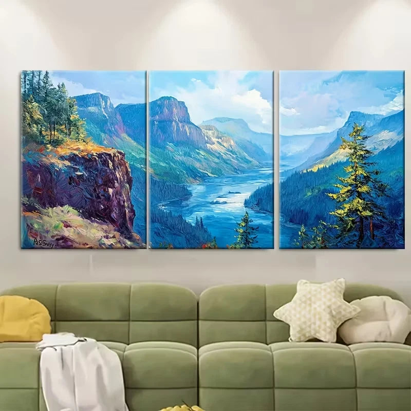 3pcs Hood River Landscape Impasto Metal Print Ready to Hang Art