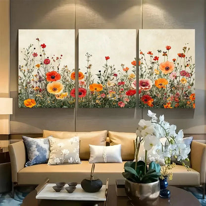 3pcs Wildflower Botanical Minimalist Metal Print Ready to Hang Art