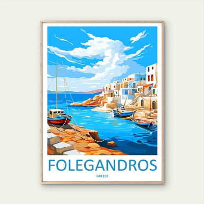 Folegandros Greece Vintage Mediterranean Travel Poster Print Wall Art