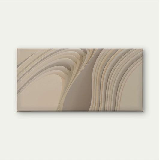 Modern Neutral Abstract Layered Waves Wall Art Canvas Office Home Framed 120x60cm