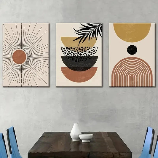 3pcs Modern Abstract Graphic Art Bohemian Patterns Metal Print Ready to Hang Art