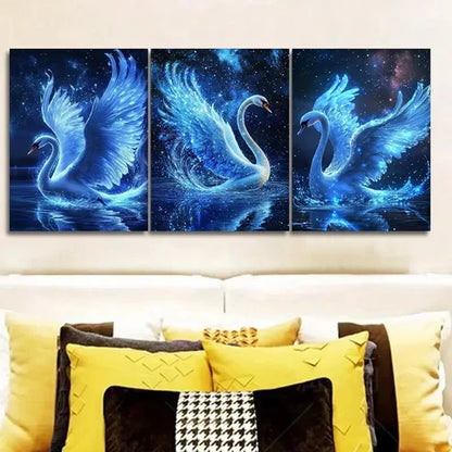 3pcs A magnificent white swan Wall Art Set Canvas Unframed - High Quality Print 100% Australian Made Wall Canvas