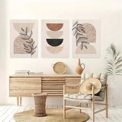3pcs Black And Beige Simple Line Metal Print Ready to Hang Art