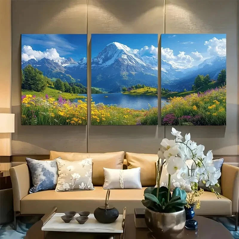 3pcs Swiss Alps in Switzerland Metal Print Ready to Hang Art