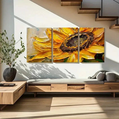 3pcs Sunflower Art Vibrant Colors Painting Metal Print Ready to Hang Art