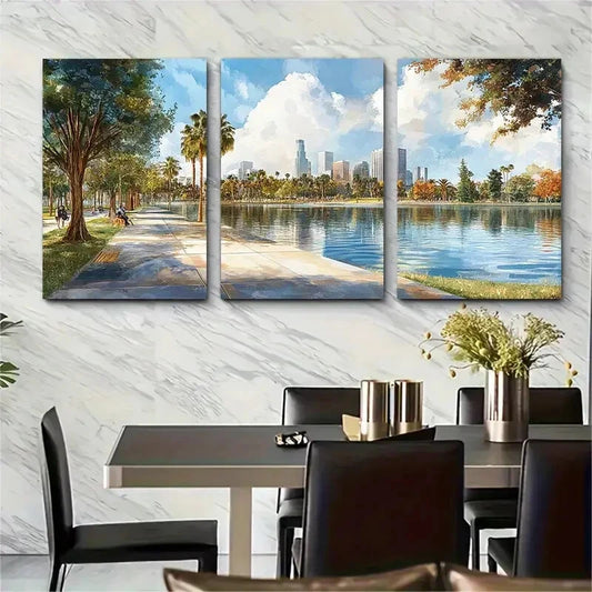 3pcs Los Angeles Florida Lake Eola Park Metal Print Ready to Hang Art