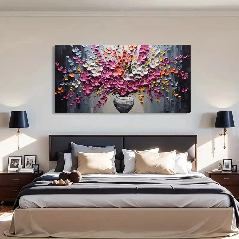 Abstract Flower Vibrant Floral Wall Art Canvas Office Home Room Framed 120x60cm