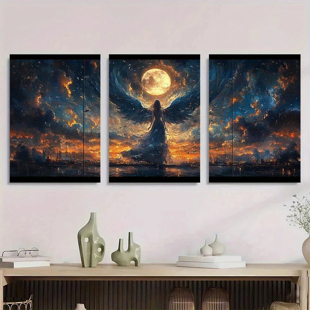 3pcs Mythological Angel And Goddess Metal Print Ready to Hang Art